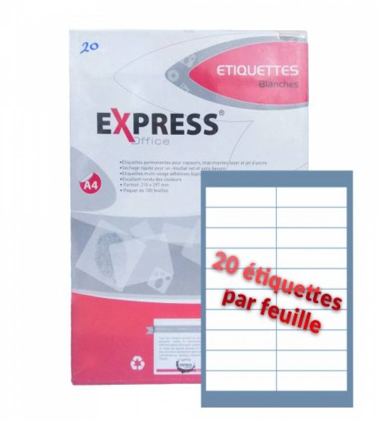 Étiquettes adhésives blanches pour Impression 100feuilles2000étiquette